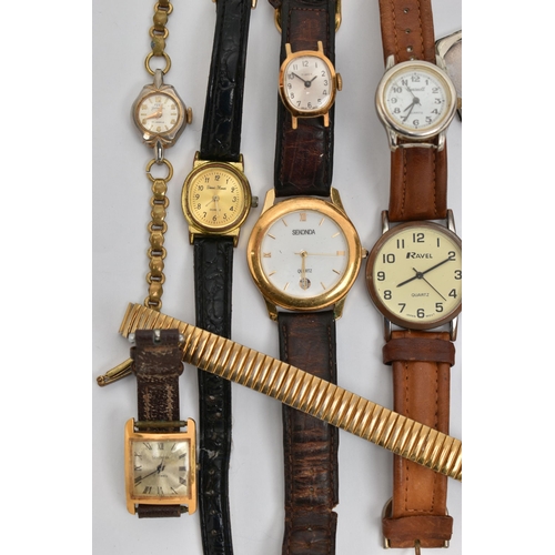 157 - A BAG OF ASSORTED WRISTWATCHES, ladys and gentlemens watches names to include 'Sekonda, Accurist, Or... 