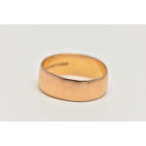 161 - A 22CT GOLD POLISHED WIDE BAND RING, approximate band width 7.2mm, hallmarked 22ct Birmingham, ring ... 