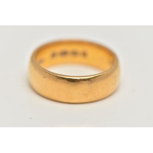 167 - A 22CT GOLD WIDE POLISHED BAND RING, approximate band width 5.9mm, hallmarked 22ct Birmingham, ring ... 