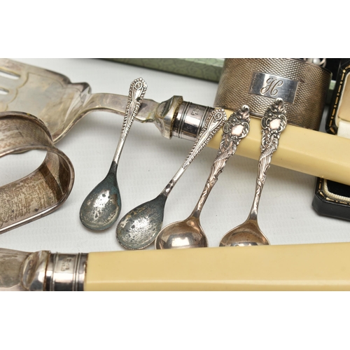 212 - A PARCEL OF ASSORTED SILVER, SILVER PLATE, ASSORTED CUFFLINKS, ETC, including a small silver table b... 