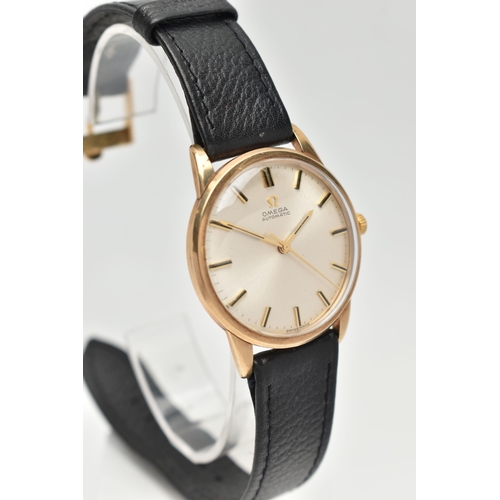 22 - A 9CT GOLD 'OMEGA' WRISTWATCH, automatic movement, round dial signed 'Omega Automatic', baton marker... 