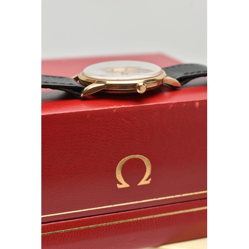 22 - A 9CT GOLD 'OMEGA' WRISTWATCH, automatic movement, round dial signed 'Omega Automatic', baton marker... 