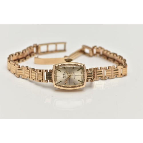 24 - A LADYS 'AVIA' WRISTWATCH, manual wind, rounded rectangular dial signed 'Avia 17 jewels, Incabloc', ... 