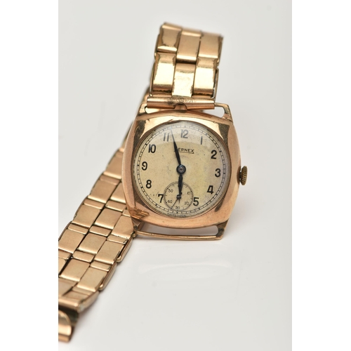 25 - A GENTS 9CT GOLD 'BERNEX' WRISTWATCH, manual wind, round cream dial signed 'Bernex', Arabic numerals... 