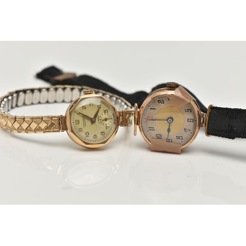 26 - TWO LADYS WRISTWATCHES, the first a mid 20th century watch, round bi-colour dial, Arabic numerals, i... 