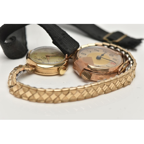 26 - TWO LADYS WRISTWATCHES, the first a mid 20th century watch, round bi-colour dial, Arabic numerals, i... 