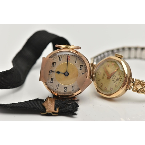 26 - TWO LADYS WRISTWATCHES, the first a mid 20th century watch, round bi-colour dial, Arabic numerals, i... 