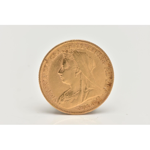 36 - A HALF SOVEREIGN COIN, depicting Queen Victoria, dated 1899, approximate gross weight 4.1 grams