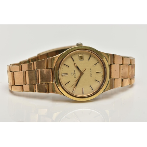 45 - A GENTS 'OMEGA GENEVE' WRISTWATCH, manual wind, round gold dial signed 'Omega Geneve', baton markers... 