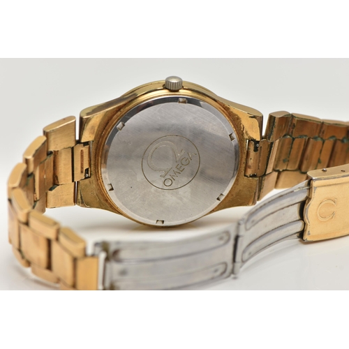 45 - A GENTS 'OMEGA GENEVE' WRISTWATCH, manual wind, round gold dial signed 'Omega Geneve', baton markers... 