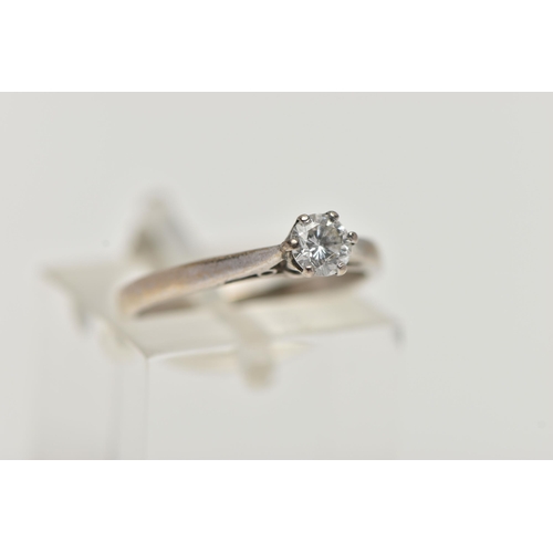 48 - AN 18CT WHITE GOLD SINGLE STONE DIAMOND RING, round brilliant cut diamond in a six claw setting, est... 