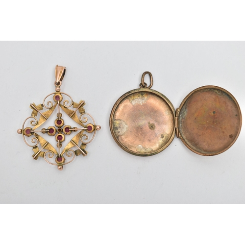 5 - AN EARLY 20TH CENTURY LAVALIER PENDANT AND LOCKET PENDANT, the first a quatrefoil design open work p... 