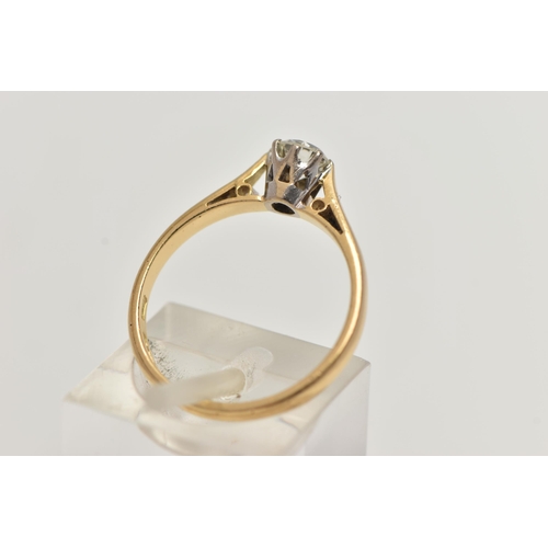 67 - AN 18CT GOLD DIAMOND RING, a single round brilliant cut diamond, approximate diamond carat weight 0.... 