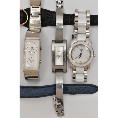 80 - AN ASSORTMENT OF WRISTWATCHES, to include a ladys stainless steel and ceramic 'Tissot' T-Trend wrist... 