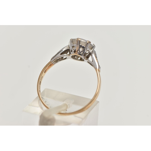 94 - A 9CT GOLD CUBIC ZIRCONIA RING, designed as a central circular colourless cubic zirconia to the cubi... 