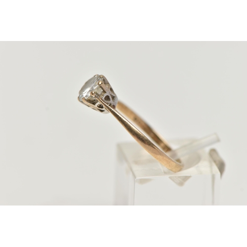 96 - A 9CT GOLD SINGLE STONE CUBIC ZIRCONIA RING, designed a circular cubic zirconia within an eight claw... 