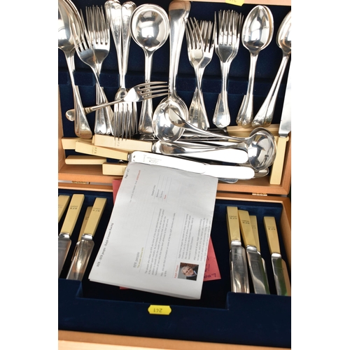 241 - A BOX OF ASSORTED LOOSE CUTLERY AND FLATWARE AND TWO PART CANTEENS OF PLATED CUTLERY, mostly Old Eng... 