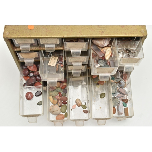 265 - A BOX OF TUMBLE STONES AND JEWELLERY MAKING PIECES, to include two boxes filled with various polishe... 