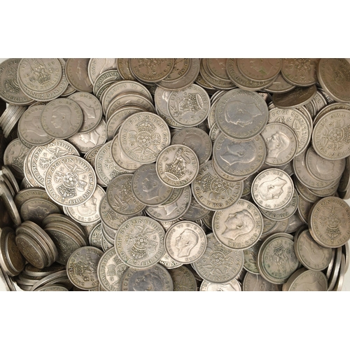 273 - A HEAVY PLASTIC TUB CONTAINING MID 20TH CENTURY COINS, mainly Florins, Shillings, Sixpence coins wit... 