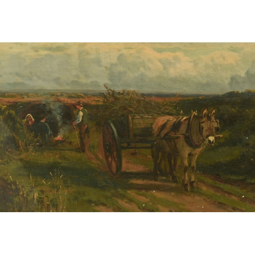 301 - ARTHUR WILLIAM REDGATE (1860-1906) UNTITLED LANDSCAPE WITH FIGURES, three figures are beside a campf... 