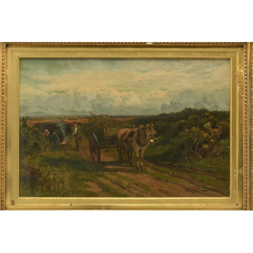 301 - ARTHUR WILLIAM REDGATE (1860-1906) UNTITLED LANDSCAPE WITH FIGURES, three figures are beside a campf... 