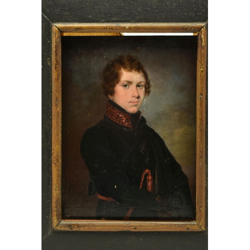 310 - A MID VICTORIAN PORTRAIT OF A GENTLEMAN, a half-length portrait of a male figure wearing a military ... 