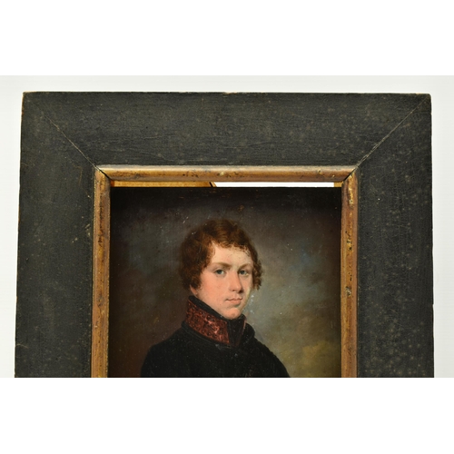 310 - A MID VICTORIAN PORTRAIT OF A GENTLEMAN, a half-length portrait of a male figure wearing a military ... 