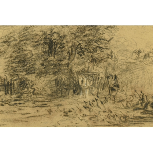 312 - CIRCLE OF DAVID COX (1783-1859) WOODLAND SCENE, no visible signature, charcoal on paper, approximate... 