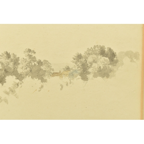 314 - CIRCLE OF ROBERT HILLS (1769-1844) 'HIGHFIELD FARM', an unfinished landscape with trees and farmhous... 