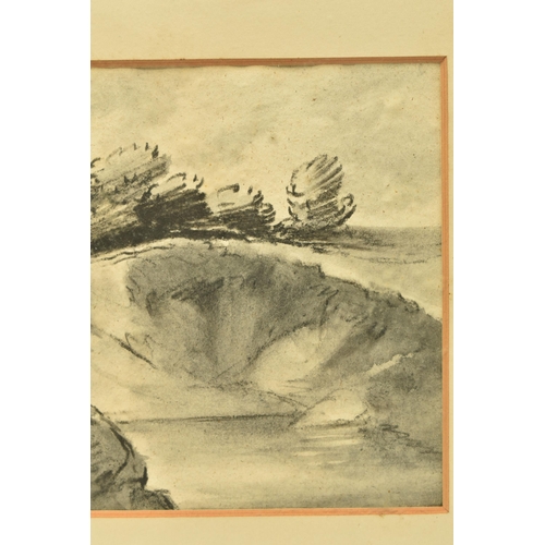 315 - CIRCLE OF DR THOMAS MONRO (1759-1833) A LANDSCAPE WITH TREES ABOVE A STEEP BANK, an unsigned sketch,... 