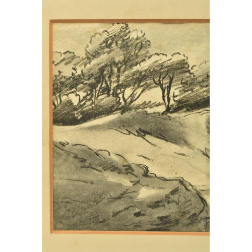 315 - CIRCLE OF DR THOMAS MONRO (1759-1833) A LANDSCAPE WITH TREES ABOVE A STEEP BANK, an unsigned sketch,... 