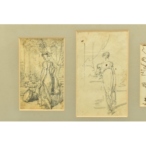 316 - CIRCLE OF GEORGE CHINNERY (1744-1852) FIVE SMALL SKETCHES DEPICTING FEMALE FIGURES, four unsigned pe... 