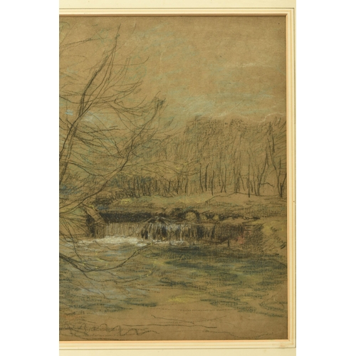 325 - CIRCLE OF WILLIAM MARK FISHER (1841-1923) A SKETCH OF A RIVER LANDSCAPE, no visible signature, charc... 