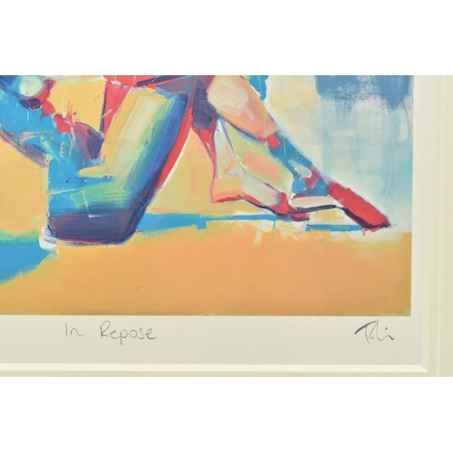 332 - TOBY MULLIGAN (BRITISH 1969) 'IN REPOSE', a signed limited edition print on paper depicting a colour... 