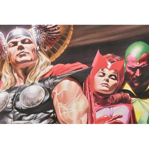 344 - ALEX ROSS FOR MARVEL COMICS 'ASSEMBLE', a signed Delux limited print on canvas, depicting Avengers S... 