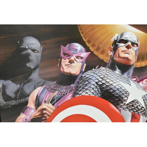 344 - ALEX ROSS FOR MARVEL COMICS 'ASSEMBLE', a signed Delux limited print on canvas, depicting Avengers S... 