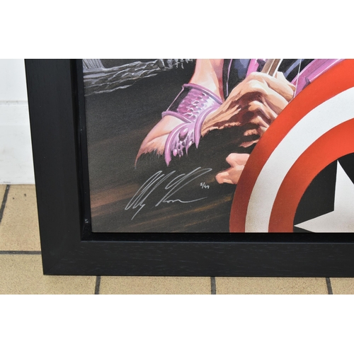 344 - ALEX ROSS FOR MARVEL COMICS 'ASSEMBLE', a signed Delux limited print on canvas, depicting Avengers S... 