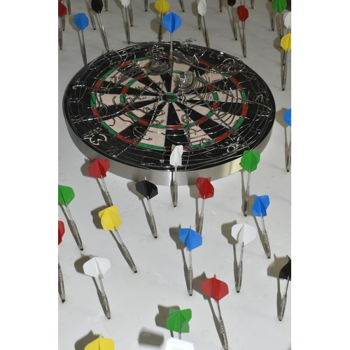 350 - TONY RAYMONZEREK (LEBANON 1967) A CONTEMPORARY DART THEMED SCULPTURE, comprising of a dartboard with... 