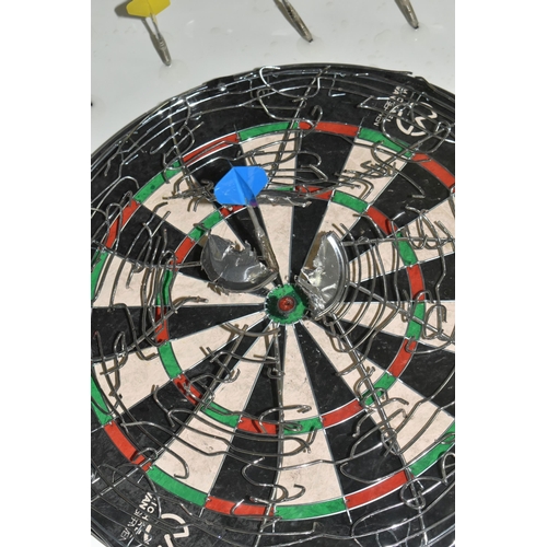 350 - TONY RAYMONZEREK (LEBANON 1967) A CONTEMPORARY DART THEMED SCULPTURE, comprising of a dartboard with... 