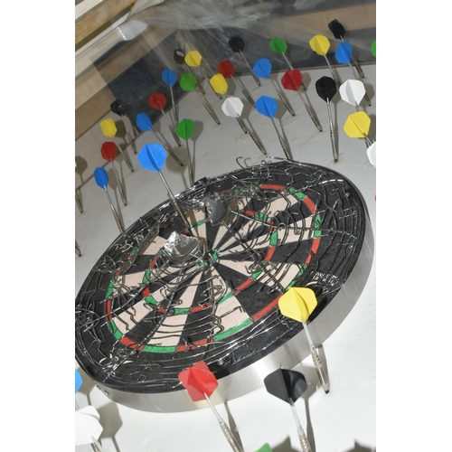 350 - TONY RAYMONZEREK (LEBANON 1967) A CONTEMPORARY DART THEMED SCULPTURE, comprising of a dartboard with... 