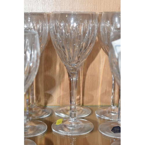 355 - TWO SETS OF TWELVE STUART CRYSTAL WINE GLASSES, in the Monaco pattern, comprising twelve large red w... 