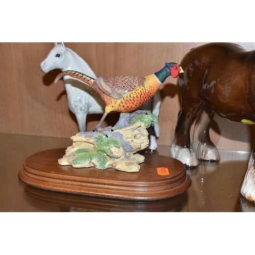 364 - FOUR ANIMAL AND BIRD FIGURES, comprising three Beswick figures: Welsh Mountain Pony 'Coed Coch Madog... 