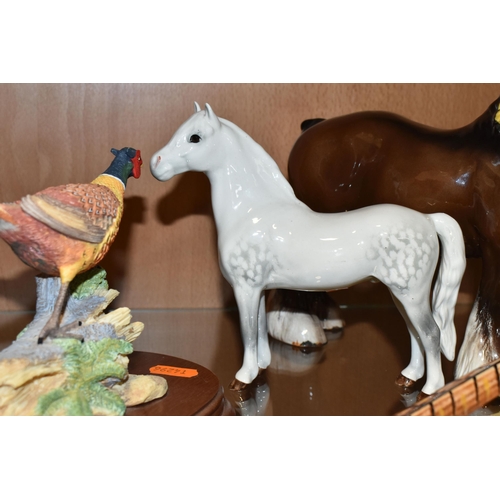 364 - FOUR ANIMAL AND BIRD FIGURES, comprising three Beswick figures: Welsh Mountain Pony 'Coed Coch Madog... 