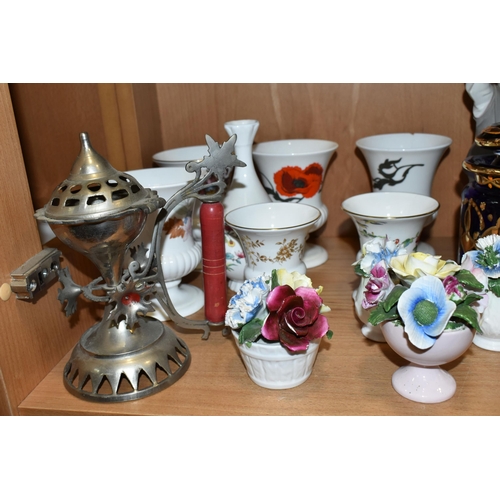 393 - A COLLECTION OF CERAMICS, GLASS AND SUNDRY ITEMS, to include two gilt Turkish? glass jars with lids,... 