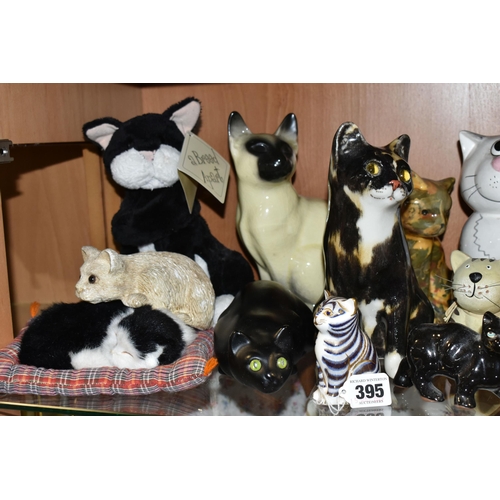 395 - A COLLECTION OF CAT FIGURINES, comprising a Royal Crown Derby Grey Kitten, height 8cm introduced 199... 