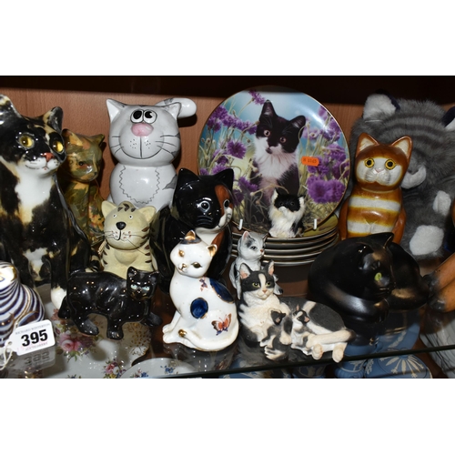 395 - A COLLECTION OF CAT FIGURINES, comprising a Royal Crown Derby Grey Kitten, height 8cm introduced 199... 