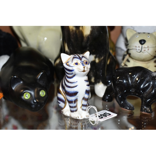 395 - A COLLECTION OF CAT FIGURINES, comprising a Royal Crown Derby Grey Kitten, height 8cm introduced 199... 