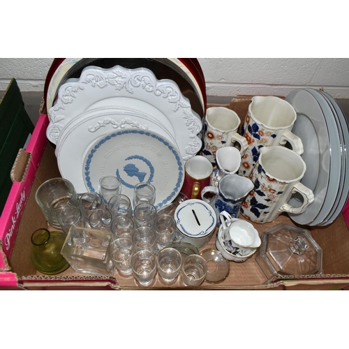 400 - TWO BOXES OF CERAMICS AND GLASSWARE, to include a John Davidson porcelain bowl, a boxed Royal Worces... 