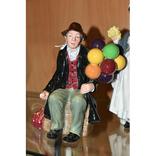 403 - A PAIR OF ROYAL DOULTON FIGURES, comprising HN1843 'Biddy Penny Farthing' and ' The Balloon Man' HN1... 