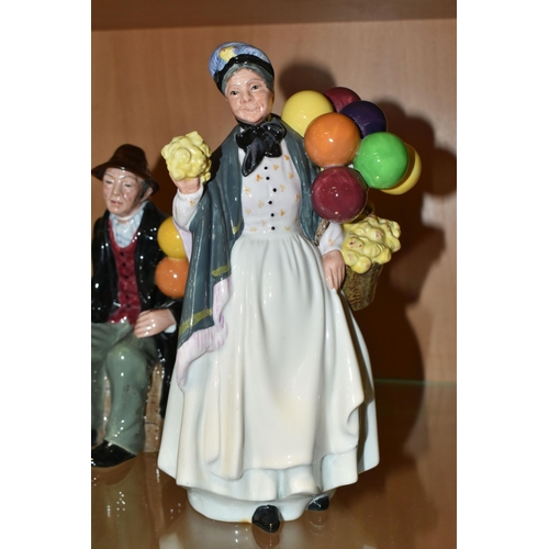 403 - A PAIR OF ROYAL DOULTON FIGURES, comprising HN1843 'Biddy Penny Farthing' and ' The Balloon Man' HN1... 